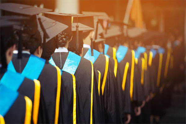 graduates lined up