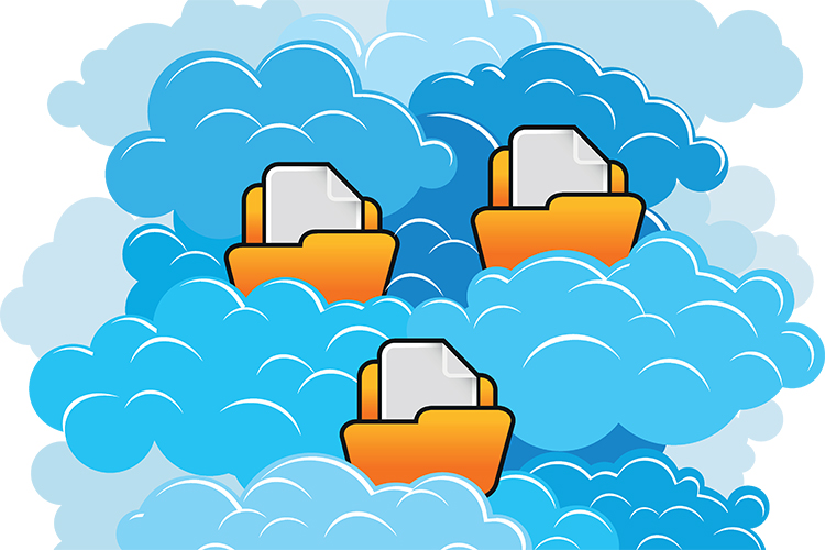 file folders in clouds