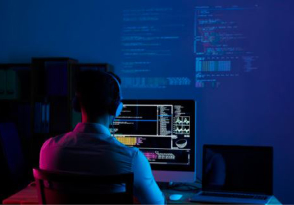 man working on computer