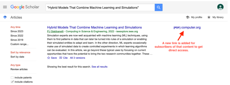 Google Scholar Subscriber Link Screenshot